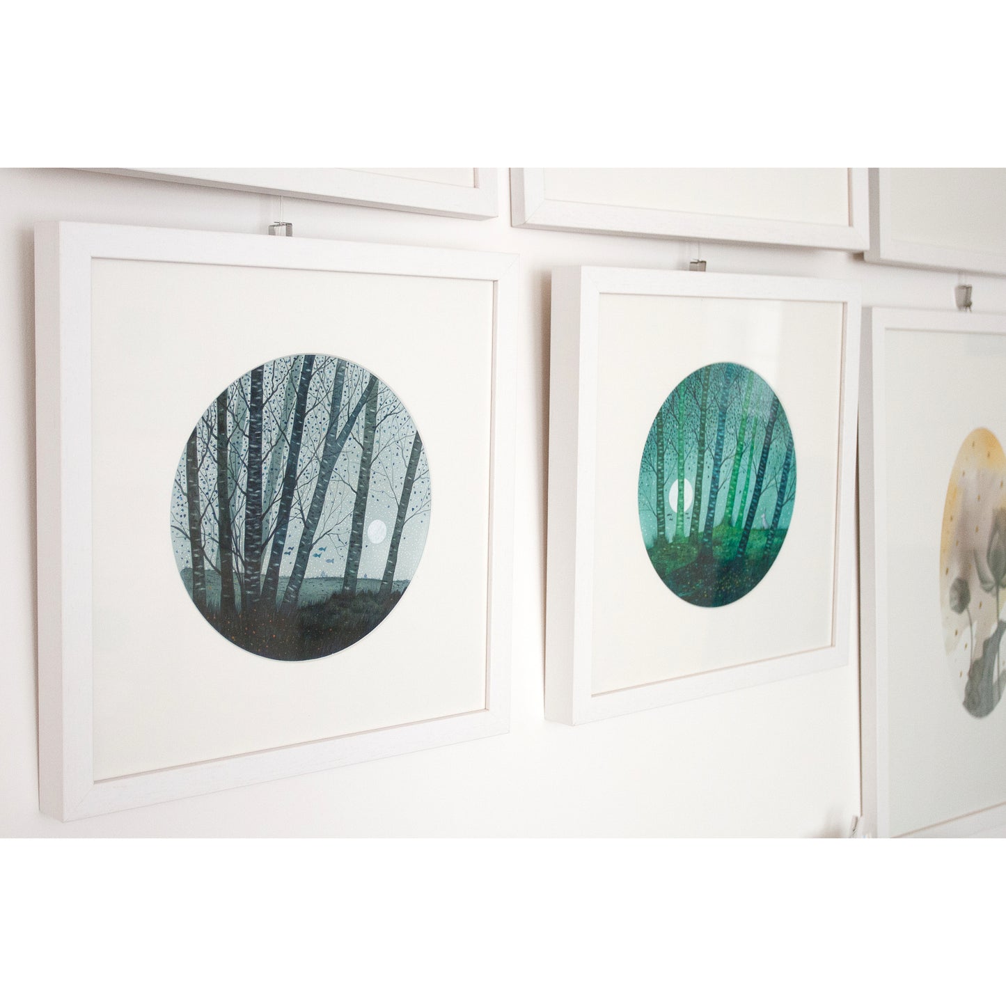 "Notturno silente" Acquerello su carta d 20 cm 2021 con cornice bianca