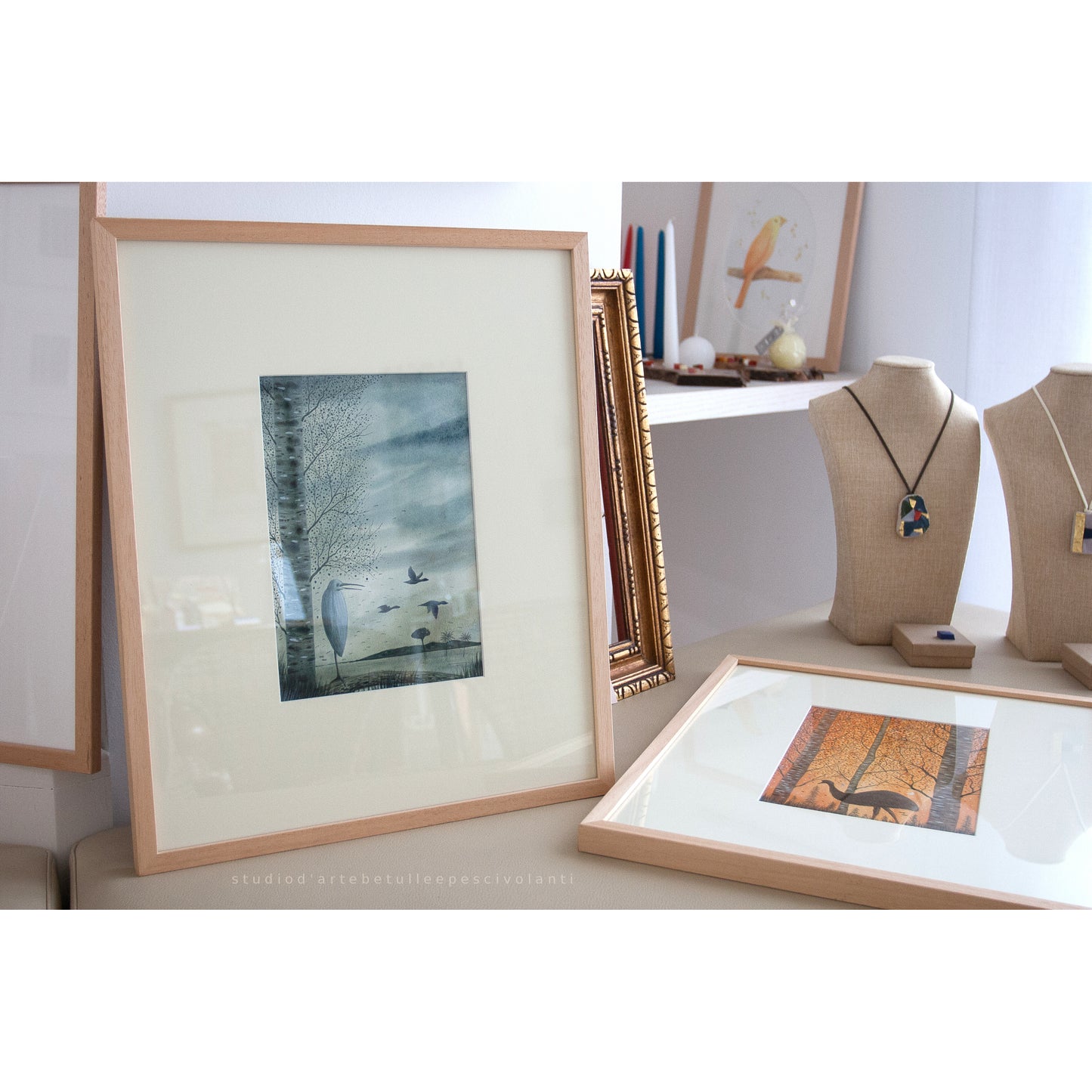 "Palude" Acquerello su carta 18x25 cm 2023 con cornice legno naturale già inclusa