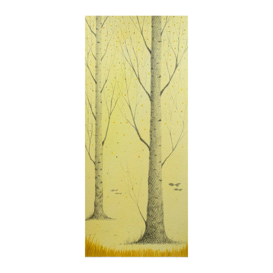 "Bosco dorato" Acquerello e matita su carta 20x40 cm 2019 con cornice bianca
