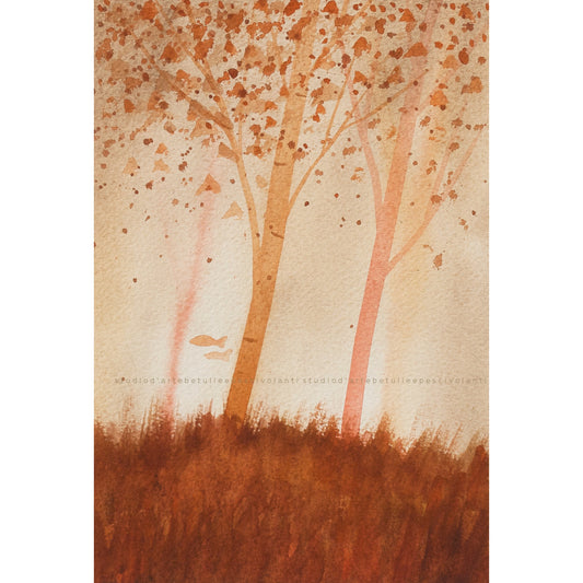 "Bosco" Acquerello su carta 18x24 cm 2018 Con cornice color legno naturale