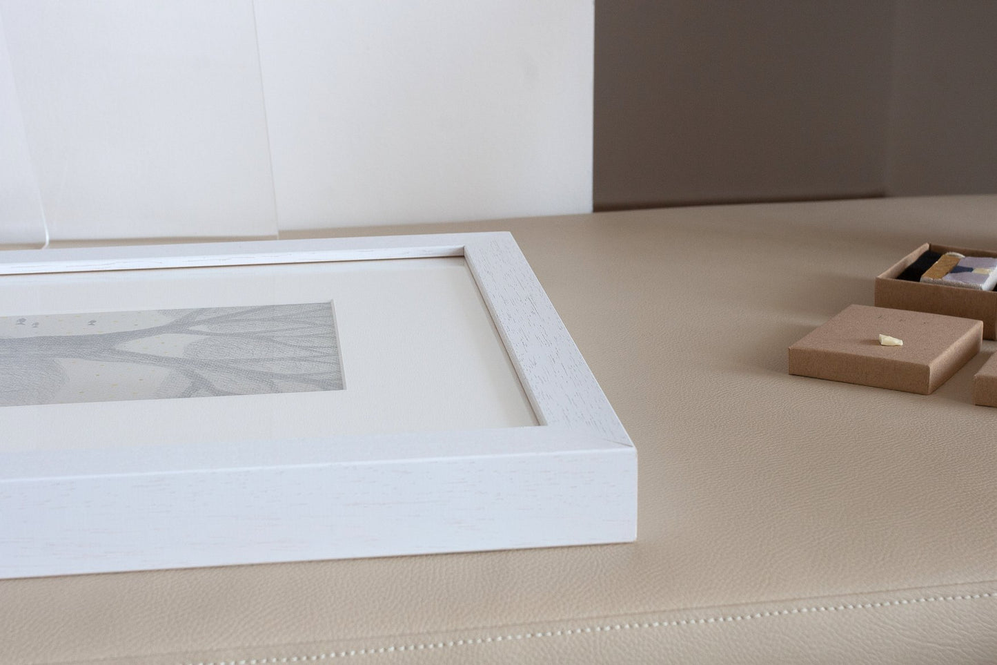 "Pini" Acquerello e matita su carta 20x40 cm 2019 con cornice bianca