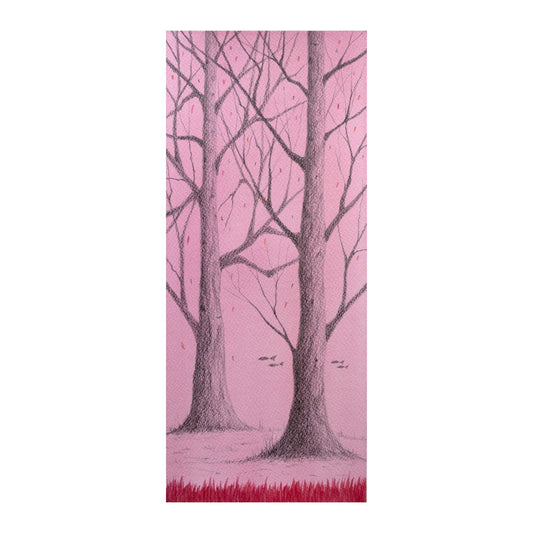 "Alberi in rosa" Acquerello e matita su carta 20x40 cm 2019 con cornice bianca