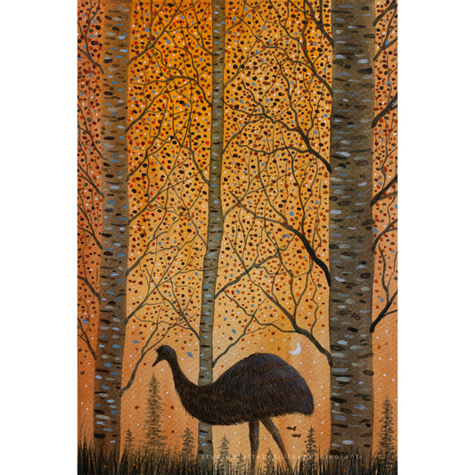 "Passeggiata serale" Acquerello su carta 18x25 cm 2023 con cornice legno naturale già inclusa