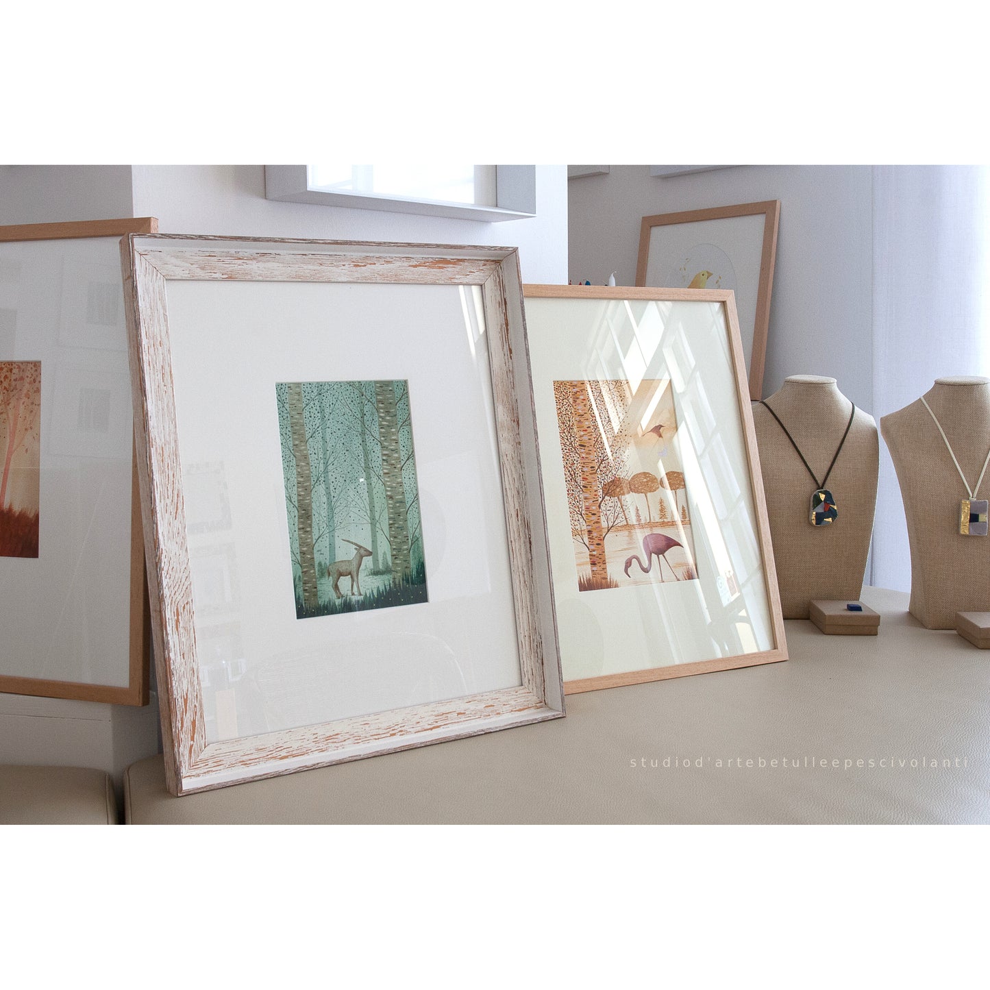 "Primavera nel bosco" Acquerello su carta 18x25 cm 2023 cornice effetto shabby già inclusa nel prezzo